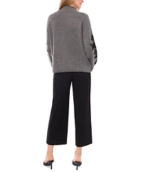 Vince Camuto Women's Floral Embellished Mock Neck Sweater