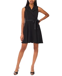 Msk Women's Sleeveless Self Belt Wrap Dress