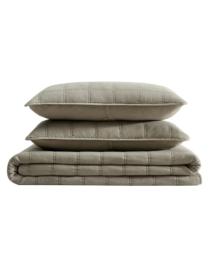 Kenneth Cole New York Solid Stonewashed -Pc. Quilt Set