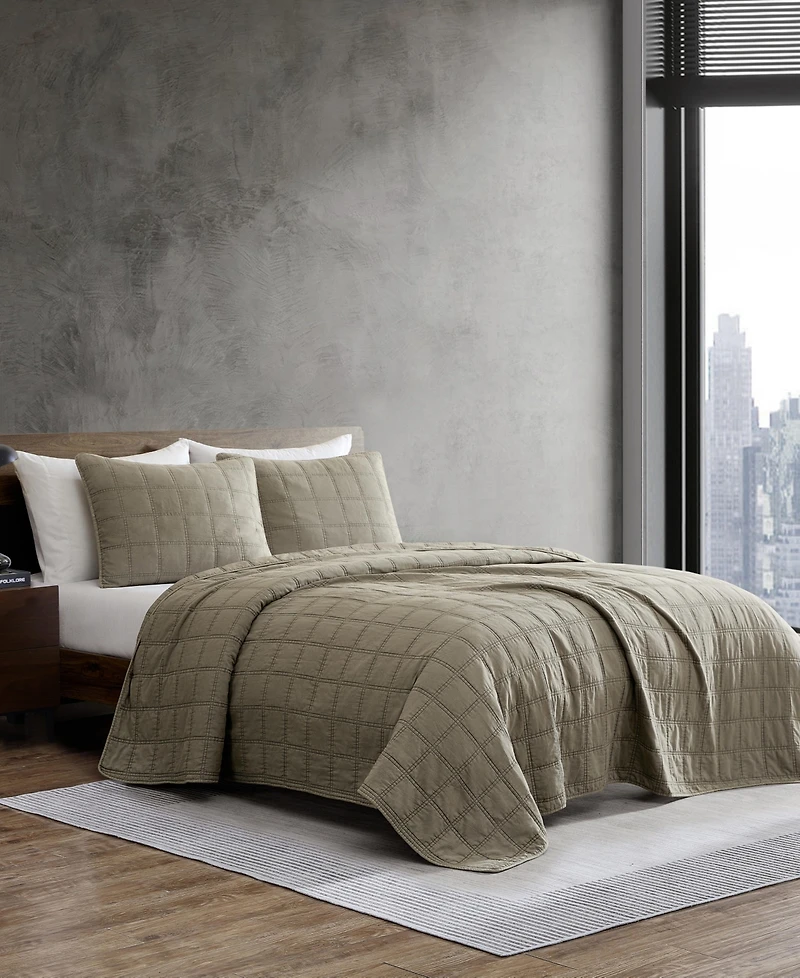 Kenneth Cole New York Solid Stonewashed -Pc. Quilt Set