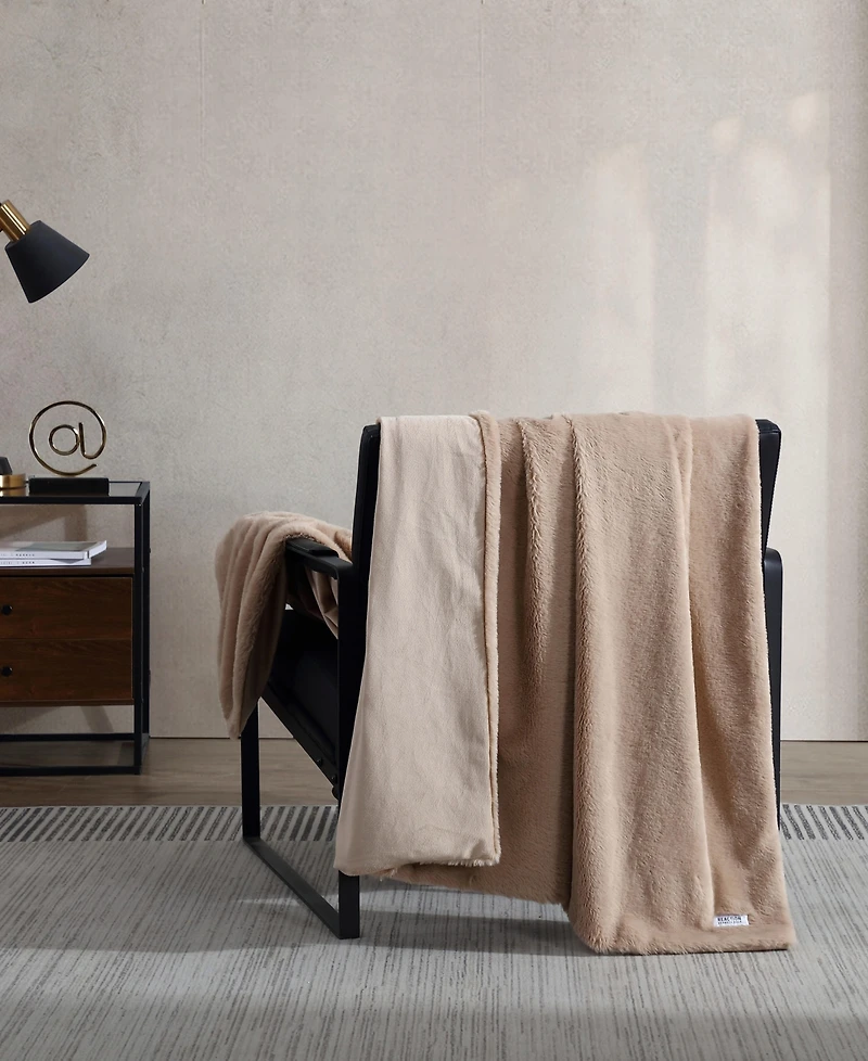 Kenneth Cole New York Solid Faux Fur Throw Blanket, 70" x 50"
