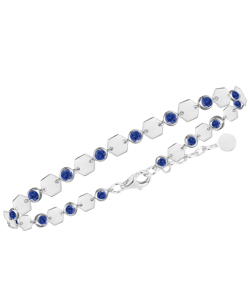 Macy's Lab-Grown Sapphire Luna Bracelet (2-1/5 ct. t.w.) in Sterling Silver