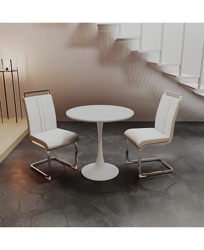 Streamdale Furniture 31.5" White Tulip Table & 2 Pu Chairs