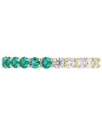 Macy's Lab-Grown Emerald (5/8 ct. t.w.) and Lab-Grown White Sapphire (1 ct. t.w.) Band Ring in 14K Gold Over Sterling Silver