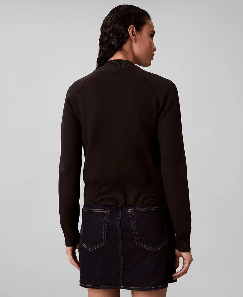 Calvin Klein Jeans Women's Technical Long Sleeve Mock Neck Cardigan Sweater
