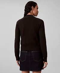 Calvin Klein Jeans Women's Technical Long Sleeve Mock Neck Cardigan Sweater