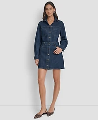 Dkny Jeans Women's Button-Down Long-Sleeve Denim Dress