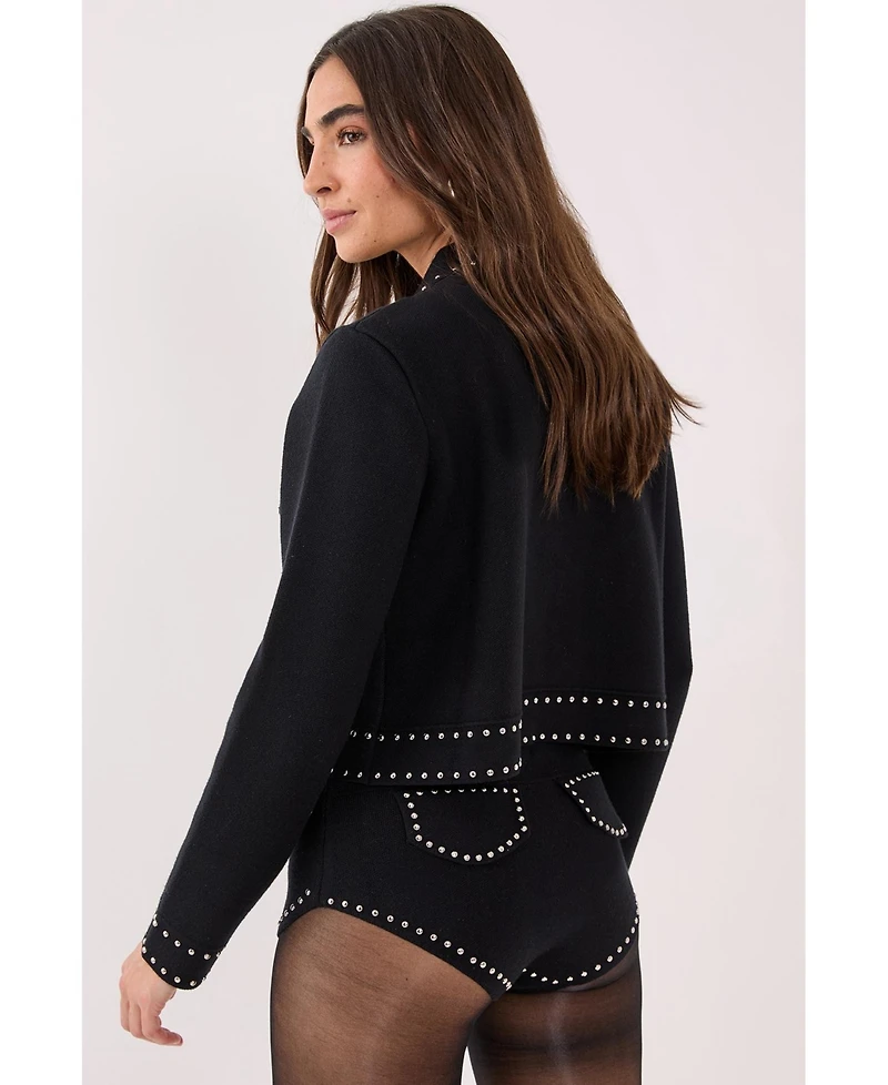 Nasty Gal Women's Knitted Western Stud Detail Shorts