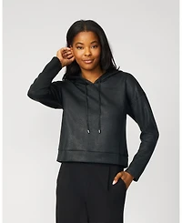Cable & Gauge Women's Coated Bubble Hem Hoodie