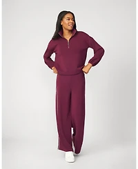 Cable & Gauge Women's Half Zip Pullover Wide Leg Pant