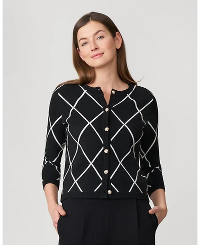 Cable & Gauge Women's Argyle Crewneck Cardigan