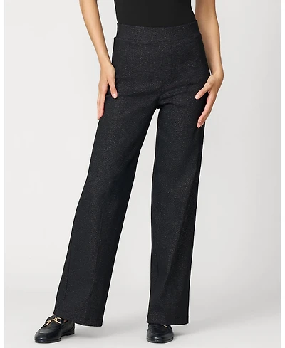Cable & Gauge Women's Metallic Stripe Wide Leg Pull On Pant