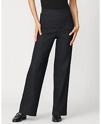 Cable & Gauge Women's Metallic Stripe Wide Leg Pull On Pant