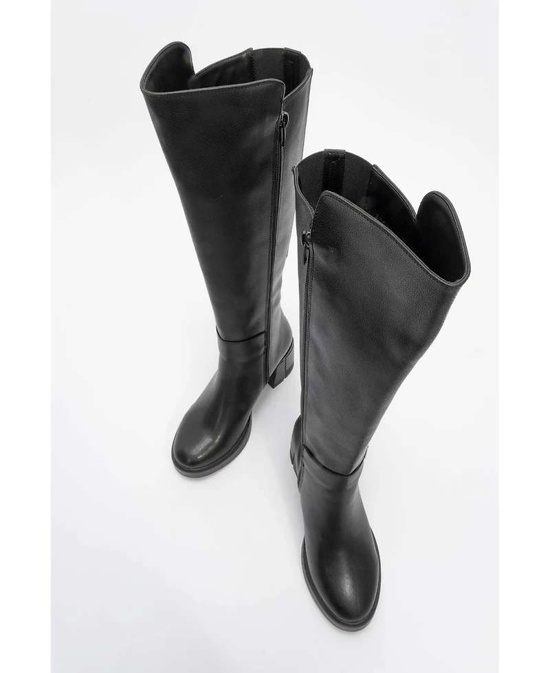 Prologue Shoes Moreni Stretch Buckle Block Heel Knee High Boot (Women)