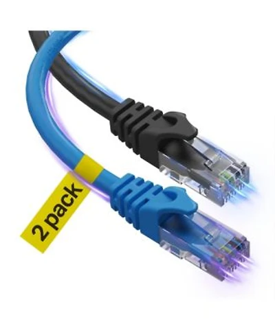 Ultra Clarity Cables Cat 6 Ethernet Cable 2 Pack High Speed Internet Network Patch Lan Cable for Router Modem PS4 PS5