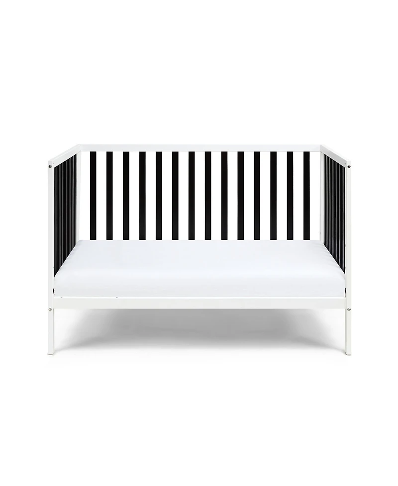 Forest'nSky Deux Remi Island 4-in-1 Convertible Crib in White and Black with Modern Slatted Design