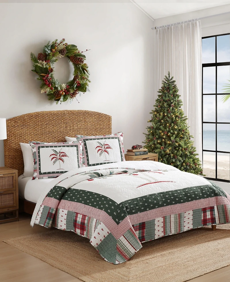 Tommy Bahama Palm Tree Patchwork Reversible 3-Pc. Quilt Set