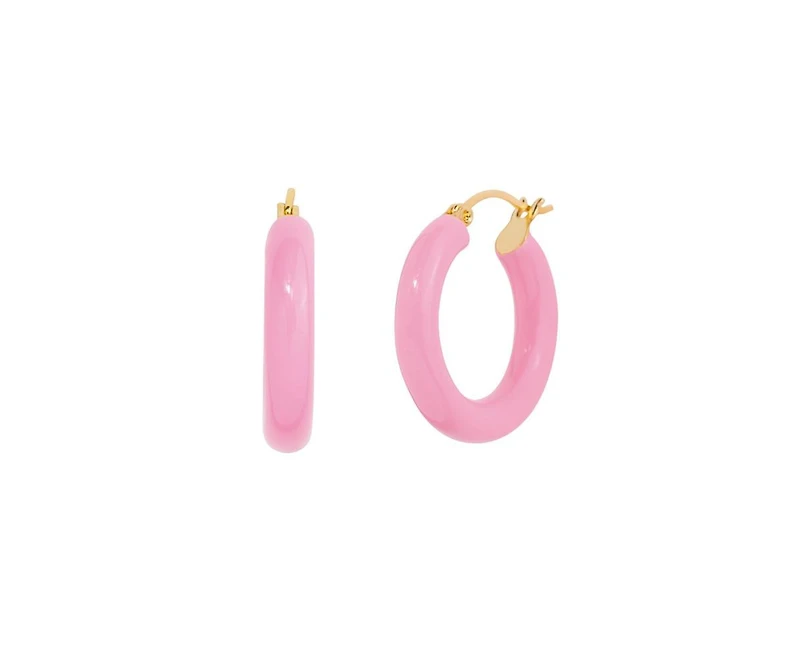 Sasha Pink Enamel Hoops