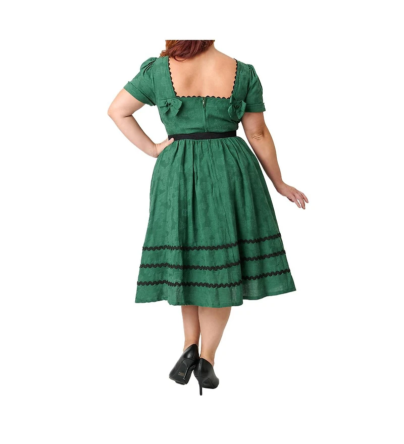 Unique Vintage Plus Boatneck Ricrac Swing Dress