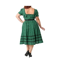 Unique Vintage Plus Boatneck Ricrac Swing Dress