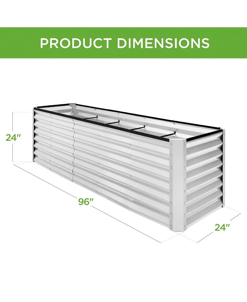 Best Choice Products 8x2x2ft Outdoor Metal Raised Garden Bed, Planter Box for Vegetables, Flowers