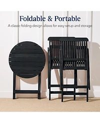 Best Choice Products 3-Piece Acacia Wood Bistro Set, Folding Patio Furniture w/ 2 Chairs