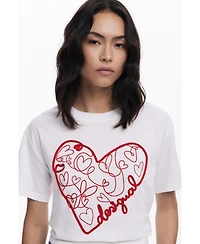 Desigual Women's T-shirt with embossed hearts