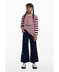 Desigual Girls Girls's Striped butterfly T-shirt with beads