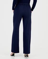 T Tahari Women's Buckle-Belt Wide-Leg Ankle Pants