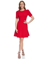 Dkny Women's Short Sleeve Fit and Flare Dress
