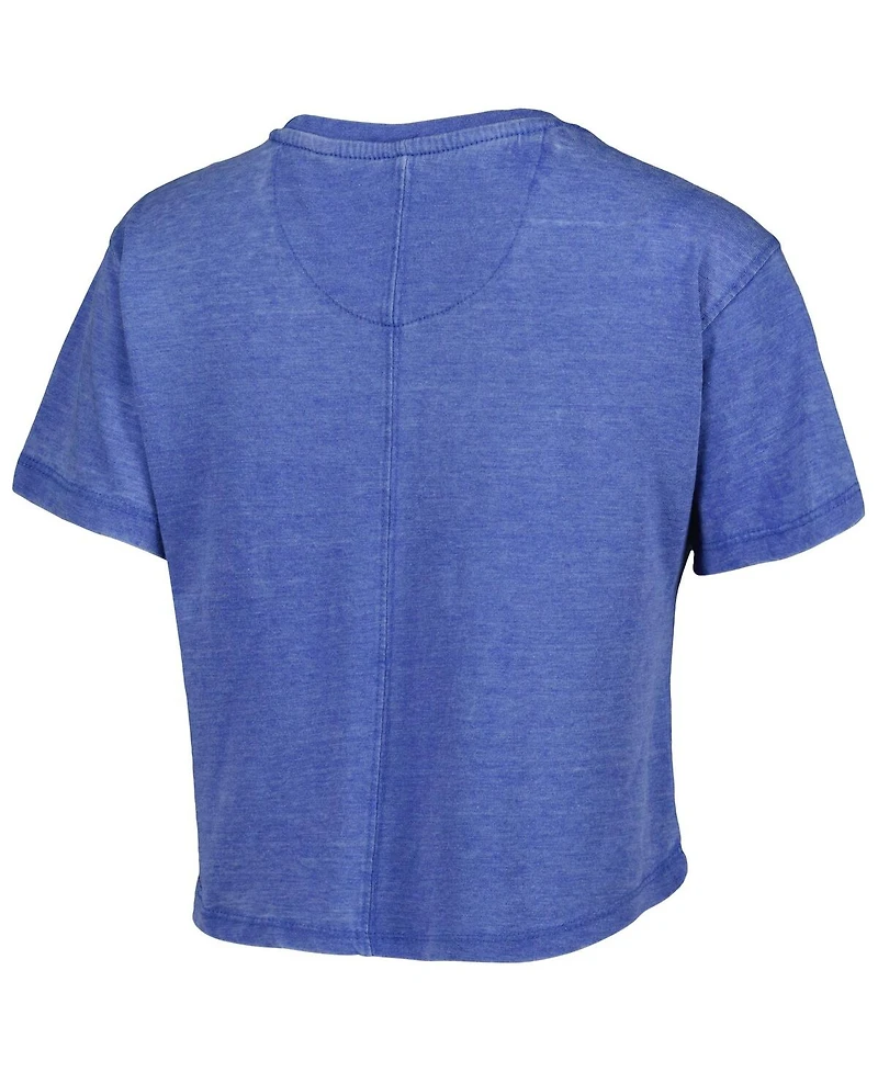 Women's Pressbox Royal Distressed Kentucky Wildcats Edith Vintage--Like Burnout Crop T-shirt