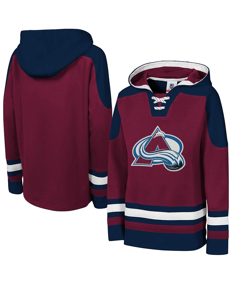 Outerstuff Big Boys and Girls Burgundy Colorado Avalanche Must Have Home V-Neck Pullover Hoodie