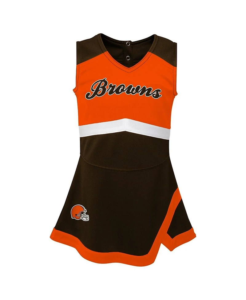 Outerstuff Girls Toddler 2-Piece Brown Cleveland Browns Cheer Captain Dress with Bloomers