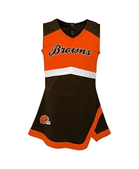 Outerstuff Girls Toddler 2-Piece Brown Cleveland Browns Cheer Captain Dress with Bloomers