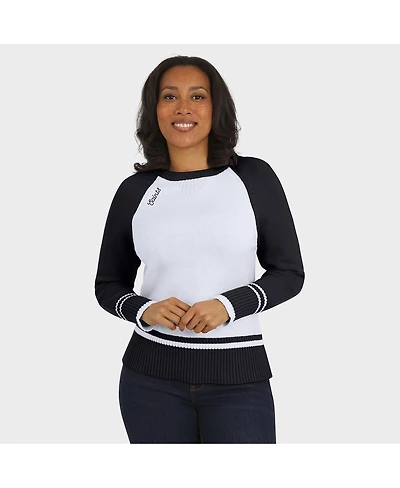 Wear by Erin Andrews Women's White/Black New Orleans Saints Color Block Raglan Sweater