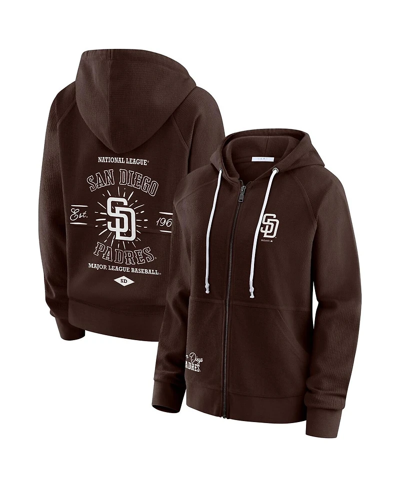 Wear by Erin Andrews Women's Brown San Diego Padres Vintage Full-Zip Raglan Hoodie