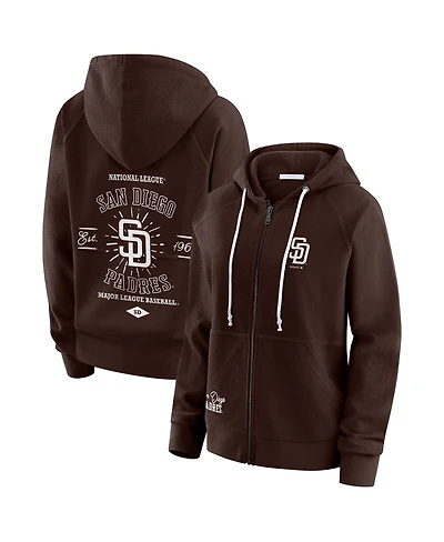 Wear by Erin Andrews Women's Brown San Diego Padres Vintage Full-Zip Raglan Hoodie