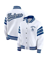 Wear by Erin Andrews Women's White Los Angeles Dodgers Full-Snap Fleece Sweatshirt Jacket