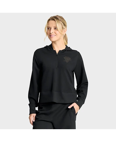 Fanatics Women's Black Pittsburgh Penguins Authentic Pro Road Tri-Blend Quarter-Zip Hoodie