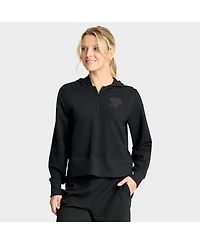 Fanatics Women's Black Pittsburgh Penguins Authentic Pro Road Tri-Blend Quarter-Zip Hoodie