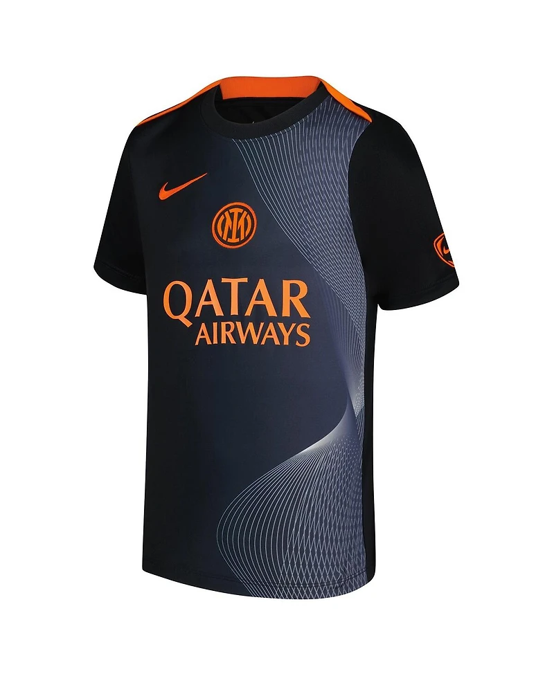 Nike Big Boys and Girls Black Inter Milan 2025/26 Third Academy Pro Pre-Match Dri-Fit Jersey