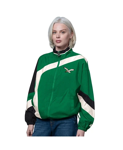 Starter Women's Kelly Green/Black Philadelphia Eagles Vintage 1st Quarter Full-Zip Windbreaker