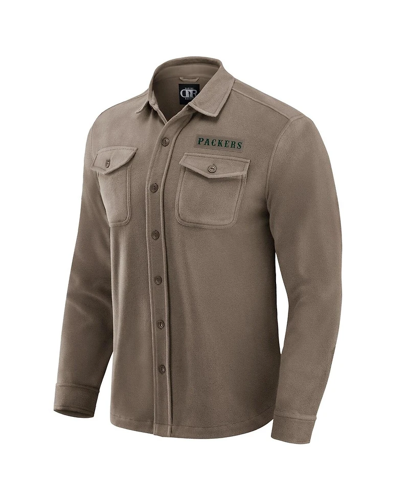 Darius Rucker Collection by Fanatics Men's Tan Green Bay Packers Polar Fleece Cozy Button-Up Shirt