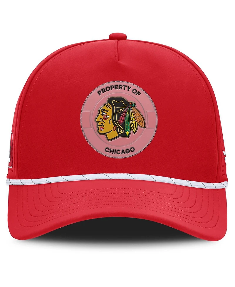 Fanatics Men's Red Chicago Blackhawks Centennial Pinched Front Adjustable Hat