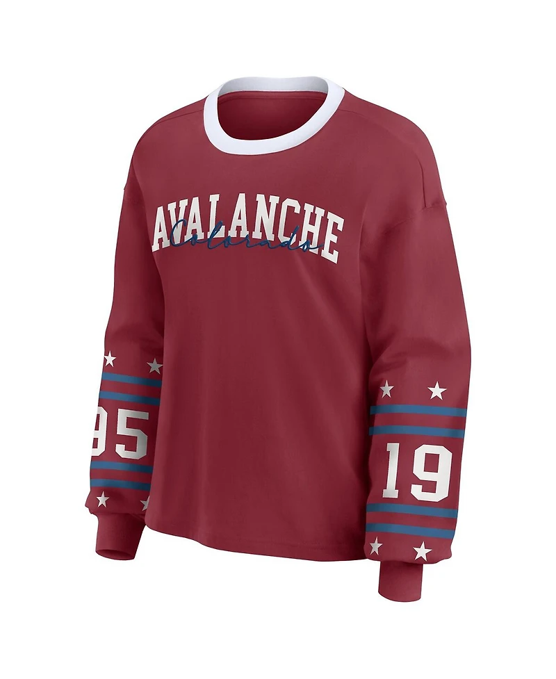 Wear by Erin Andrews Women's Burgundy Colorado Avalanche Long-Sleeve Sport T-Shirt