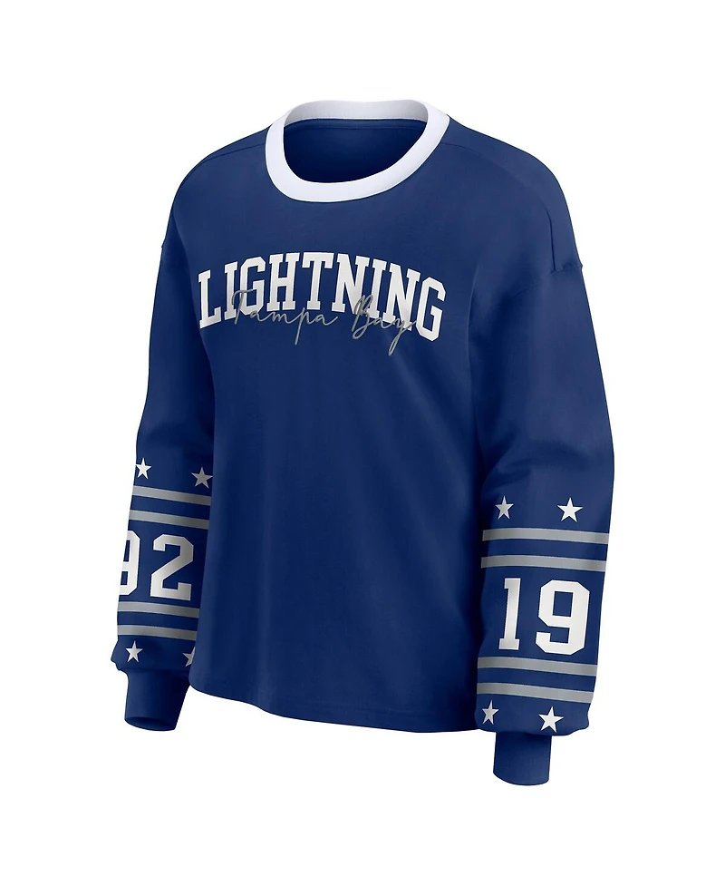 Wear by Erin Andrews Women's Blue Tampa Bay Lightning Long-Sleeve Sport T-Shirt