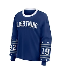 Wear by Erin Andrews Women's Blue Tampa Bay Lightning Long-Sleeve Sport T-Shirt