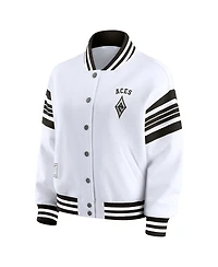 Wear by Erin Andrews Women's White/Black Las Vegas Aces Full-Snap Fleece Sweatshirt Jacket