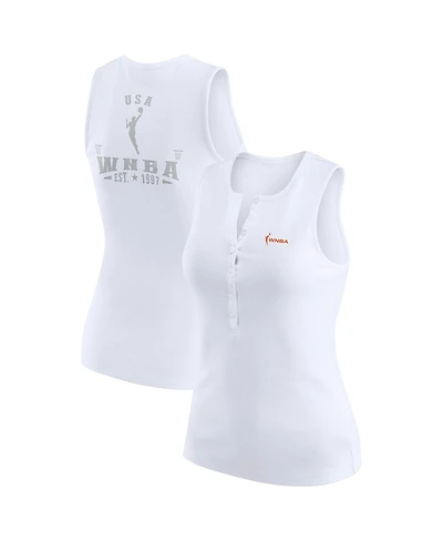 Wear by Erin Andrews Women's White Wnba Gear Rib-Knit Henley Tank Top