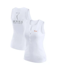 Wear by Erin Andrews Women's White Wnba Gear Rib-Knit Henley Tank Top